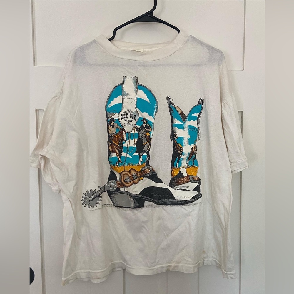 Vintage made in USA single stitch cowboy boot t-shirt